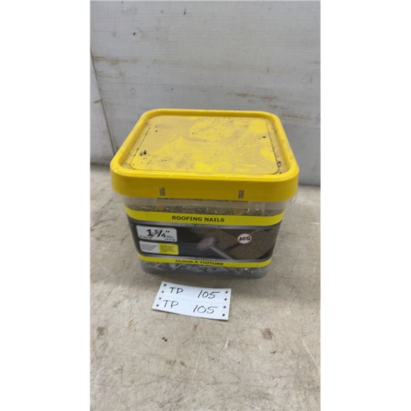 Sealed Bucket of Dura-Grip 1-1/4” Electro-Galvanized Roofing Nails, 30 lbs/lb, Approx. 6220
