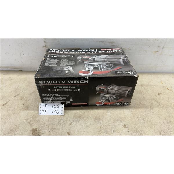 New ATV/UTV Winch, 3500lb Rated Line Pull, 12V DC, Mounting Plate, and Manual