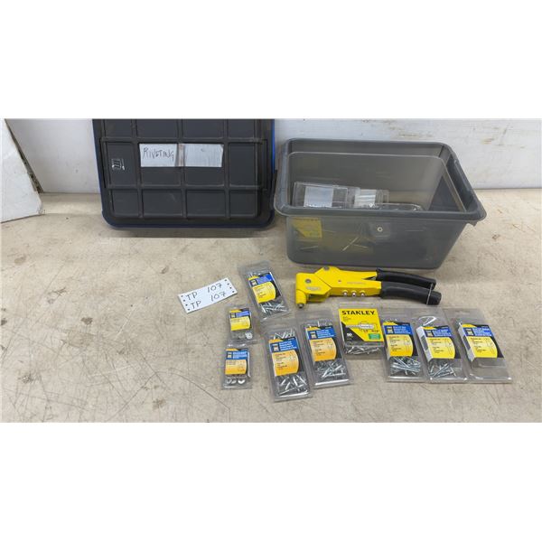 Stanley MR77 Professional Riveter, Mastercraft 16 5/16” x 11 1/2” x 8 1/2” Tote, and Rivets