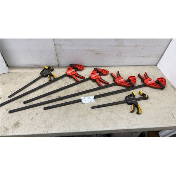 Lot of 6 Bar Clamps: 4 Task F300 24” Heavy Duty and 2 12” Quick Ratcheting