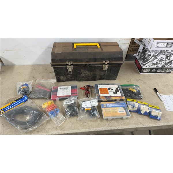 Toolbox with Misc Electrical: Heat Shrink Tubing, Cable Ties, Wire, Alligator Clips
