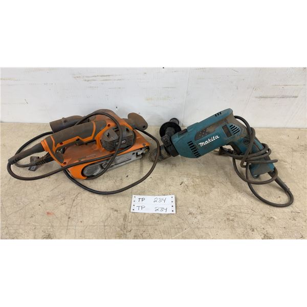 Makita HP1641 Hammer Drill and RIDGID R2740 Belt Sander