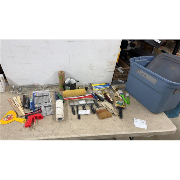 Tote Full of Painting and Finishing Tools: Power Fist 12-Piece Acid Brush Sets 2, Premier Paint