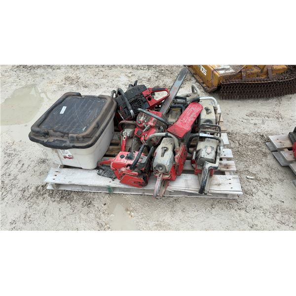 Pallet Lot of 11 Various Johnsered Chainsaws for Parts or Repair