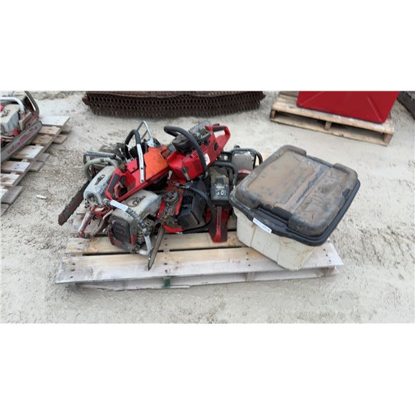 Pallet Lot of 11 Various Jonsered Chainsaws for Parts or Repair