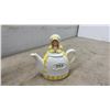 Image 4 : Three Decorative Ceramic Novelty Teapots: Floral Bow, Antique Stove, and Plaid Girl Figural
