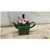Image 5 : Three Decorative Ceramic Novelty Teapots: Floral Bow, Antique Stove, and Plaid Girl Figural