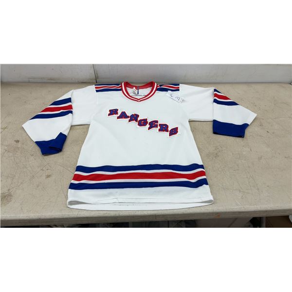 Vintage ARAM New York Rangers Replica Hockey Jersey with Diagonal Wordmark, 1970s-1980s, Sz Small