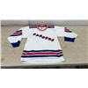 Image 1 : Vintage ARAM New York Rangers Replica Hockey Jersey with Diagonal Wordmark, 1970s-1980s, Sz Small