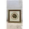 Image 5 : Three Framed Needlepoint Artworks, Fruit Baskets, Cherries, and Victorian Lady, Largest