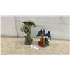 Image 1 : Two Ebros Gift Jeweled Emerald Dragon and Blue Fire Dragon on Castle Statues, Tallest 11”