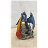 Image 7 : Two Ebros Gift Jeweled Emerald Dragon and Blue Fire Dragon on Castle Statues, Tallest 11”