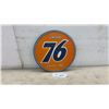 Image 1 : Union 76 Gasoline Round Embossed Metal Advertising Sign, 12” Diameter