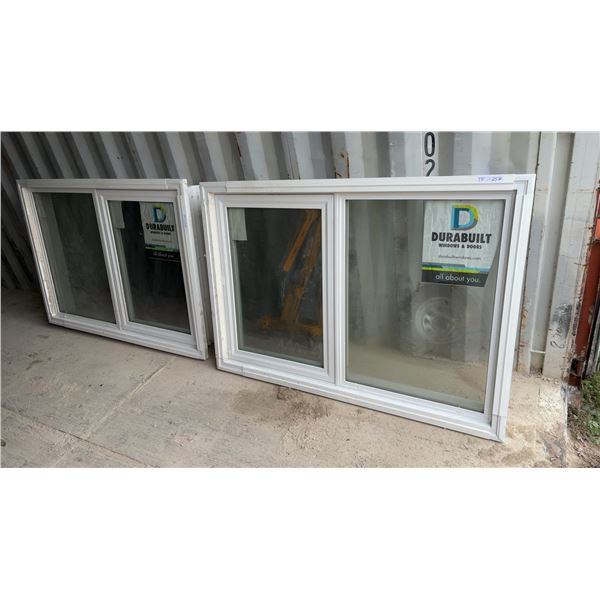 (2) New Durabuilt Windows White PVC Opening Windows, 59 13/16" x 39 1/2 