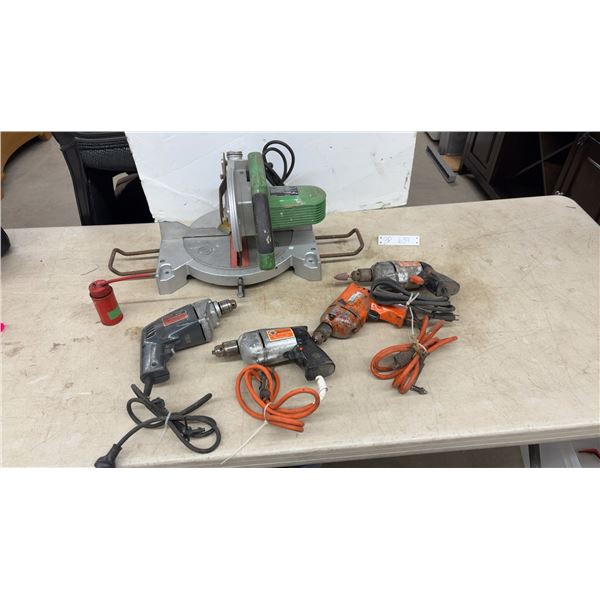 3 3/8” Corded Drills Black and Decker, Superior Compound Mitre Saw, 1/4” Skill Drill