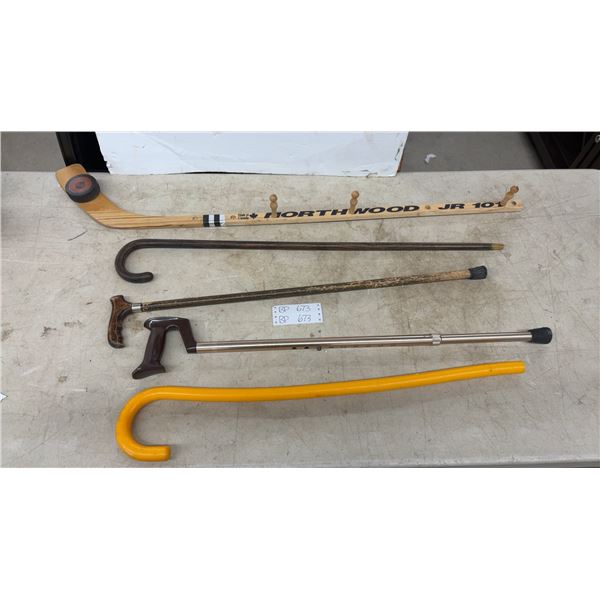 4 Canes, and Hockey Stick Coat Hanger