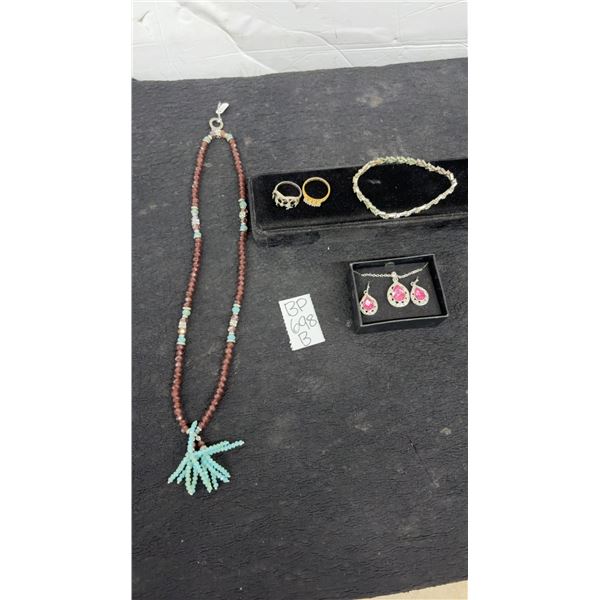 2 Women’s Rings, Necklace and Earring Set, Necklace and Bracelet