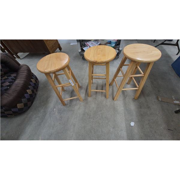 3 Wooden Bar Stools