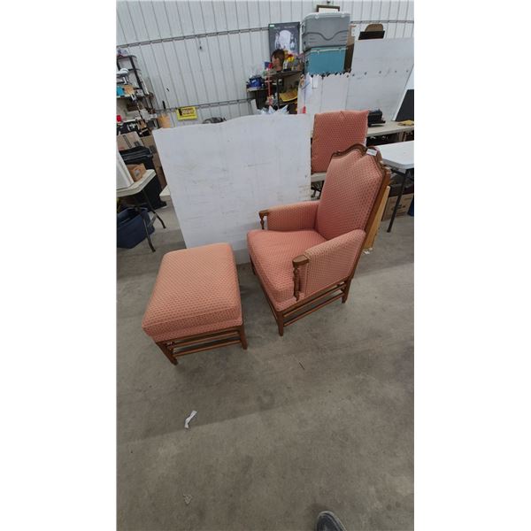 Upholstered Armchair and Ottoman