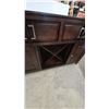 Image 5 : Dark Wood Sideboard with 4 Drawers, 2 Cabinets, and Wine Rack 54”×38”×18”