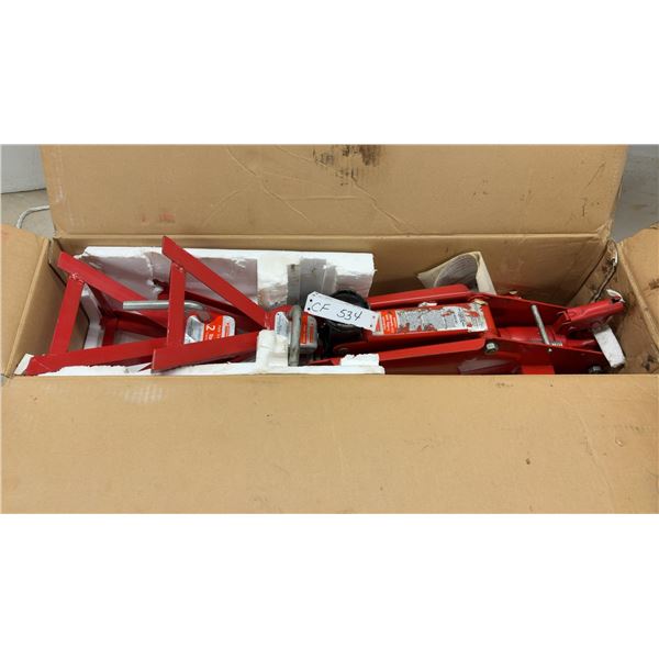 Motomaster 2 Ton Hydraulic Trolley Jack and Pair of 2 Ton Jack Stands