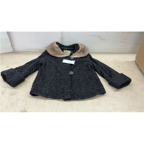Vintage Kolchin and Boxer Persian Lamb Fur Jacket with Mink Collar, Sz S-M