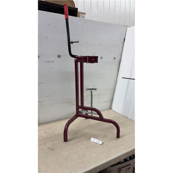 Manual Floor-Standing Bottle Corker with Spring-Loaded Platform, Maroon Frame