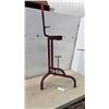 Image 1 : Manual Floor-Standing Bottle Corker with Spring-Loaded Platform, Maroon Frame