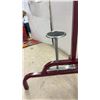 Image 3 : Manual Floor-Standing Bottle Corker with Spring-Loaded Platform, Maroon Frame