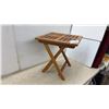 Image 1 : Foldable Wooden Side Table with Slatted Top and X-Shaped Legs, 21 × 20 × 20”