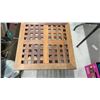 Image 3 : Foldable Wooden Side Table with Slatted Top and X-Shaped Legs, 21 × 20 × 20”