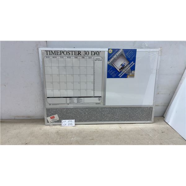 Timeposters Planning Board, 30-Day Dry Erase Monthly Calendar with Whiteboard and Cork Strip
