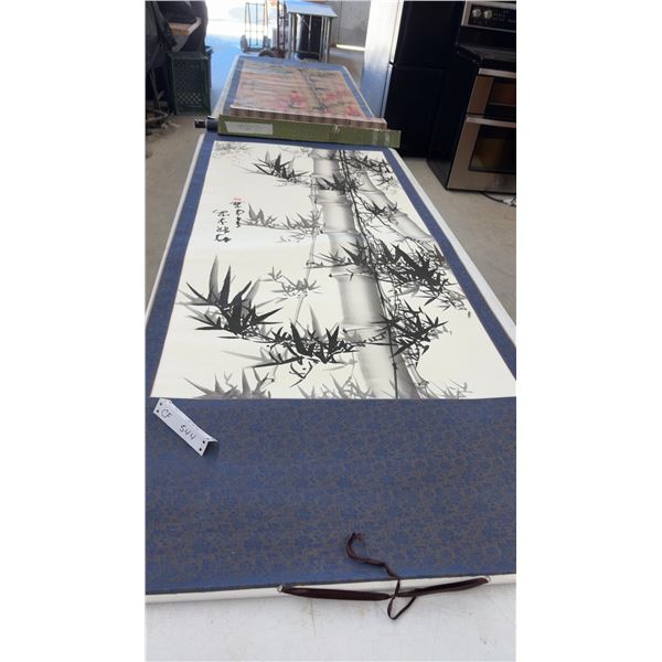 Two Chinese Hanging Scroll Paintings, Ink Bamboo and Three Friends of Winter