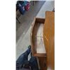 Image 8 : Oak Carved Sideboard with Mirror, Two Shelves, Four Drawers, and Two Cabinet Doors. 64”×48”×21”