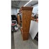 Image 2 : Oak Corner Display Cabinet with Glass Shelves and Lower Storage. 71”×31”×20”