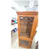 Image 2 : Oak Wood and Glass Display Cabinet with Lower Storage 71”×29”×19”