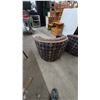 Image 4 : Pair of Barrel Chairs with Diamond Pattern Upholstery. Swivel