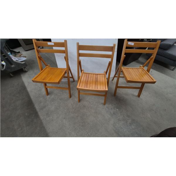 Three Wood Folding Chairs