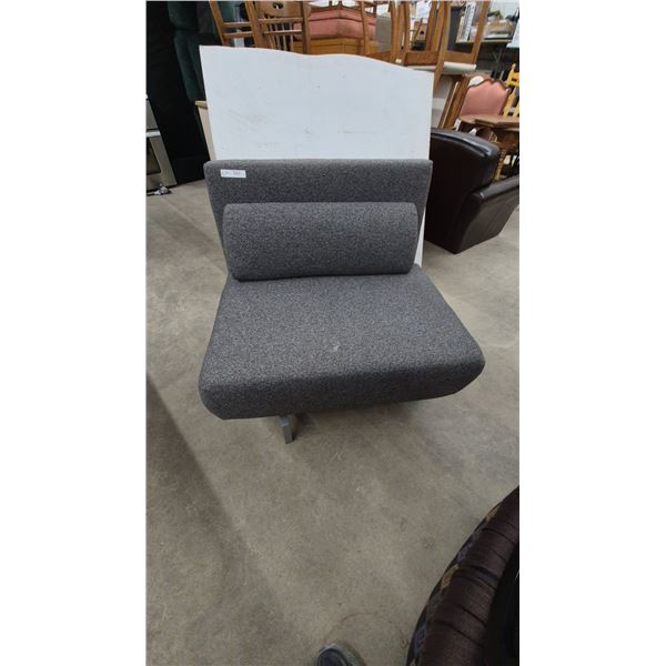 Gray Upholstered Armless Lounge Chair with Lumbar Pillow, 36” Wide
