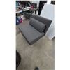 Image 2 : Gray Upholstered Armless Lounge Chair with Lumbar Pillow, 36” Wide