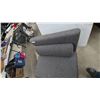 Image 3 : Gray Upholstered Armless Lounge Chair with Lumbar Pillow, 36” Wide
