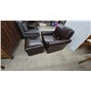 Image 1 : Brown Leatherette Armchair and Ottoman