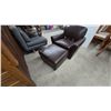 Image 2 : Brown Leatherette Armchair and Ottoman