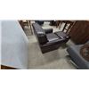 Image 5 : Brown Leatherette Armchair and Ottoman