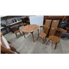 Image 1 : Round Drop-Leaf Dining Table with 4 Spindle-Back Chairs and 2 Leaves