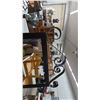 Image 2 : Black Wrought Iron Cheval Mirror with Scrollwork and Stand
