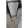 Image 3 : Black Wrought Iron Cheval Mirror with Scrollwork and Stand
