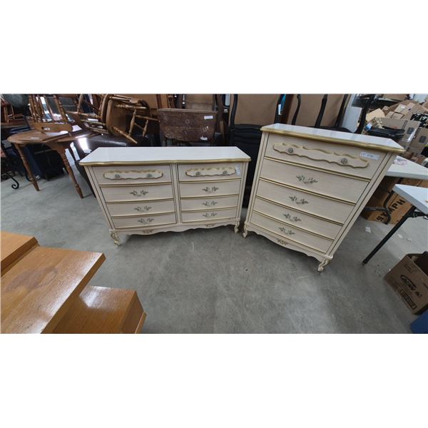 French Provincial Style Dresser and Tall Chest of Drawers