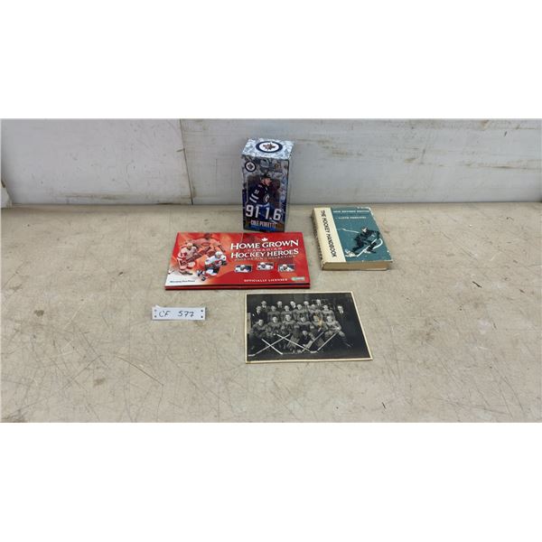 Cole Perfetti Jets Bobblehead, Hockey Heroes Pin Collection, Percival Handbook and Vintage Photo
