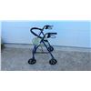 Image 1 : Evolution Walker Rollator with Blue Frame, Padded Seat, Four Wheels, and Hand Brakes